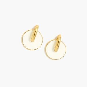 J. Crew White & Gold Enamel Disc Earrings